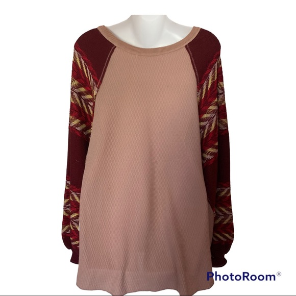 NWOT Free People Rainbow Dreams Sweater Swit Top Arizona Sands Pink Sma… - Picture 3 of 9